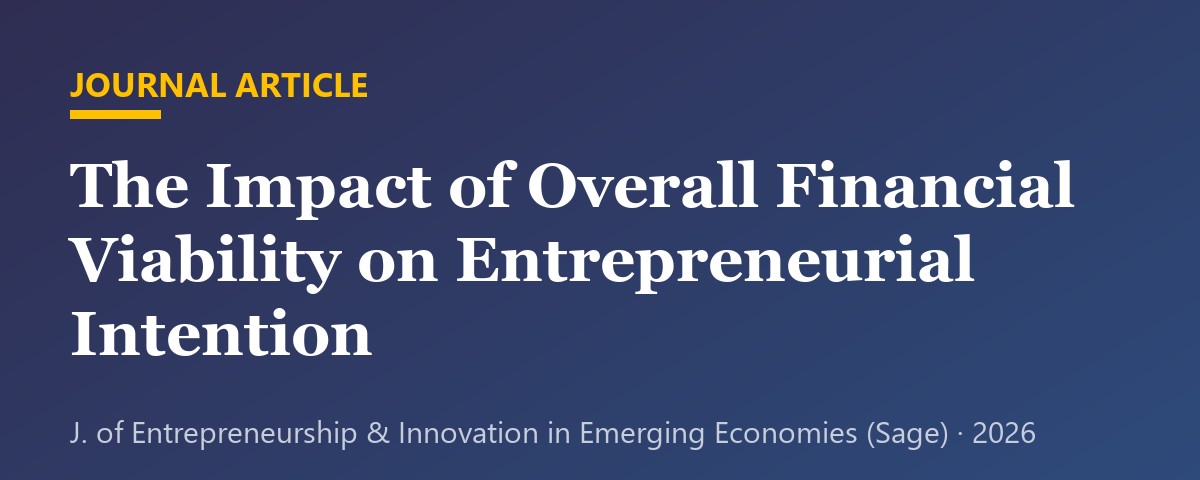 Sage journal article on overall financial viability and entrepreneurial intention